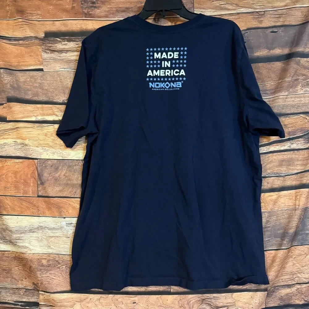Nokona T-Shirt Men's Navy Blue XXL 100% Cotton Crew Neck Made in USA